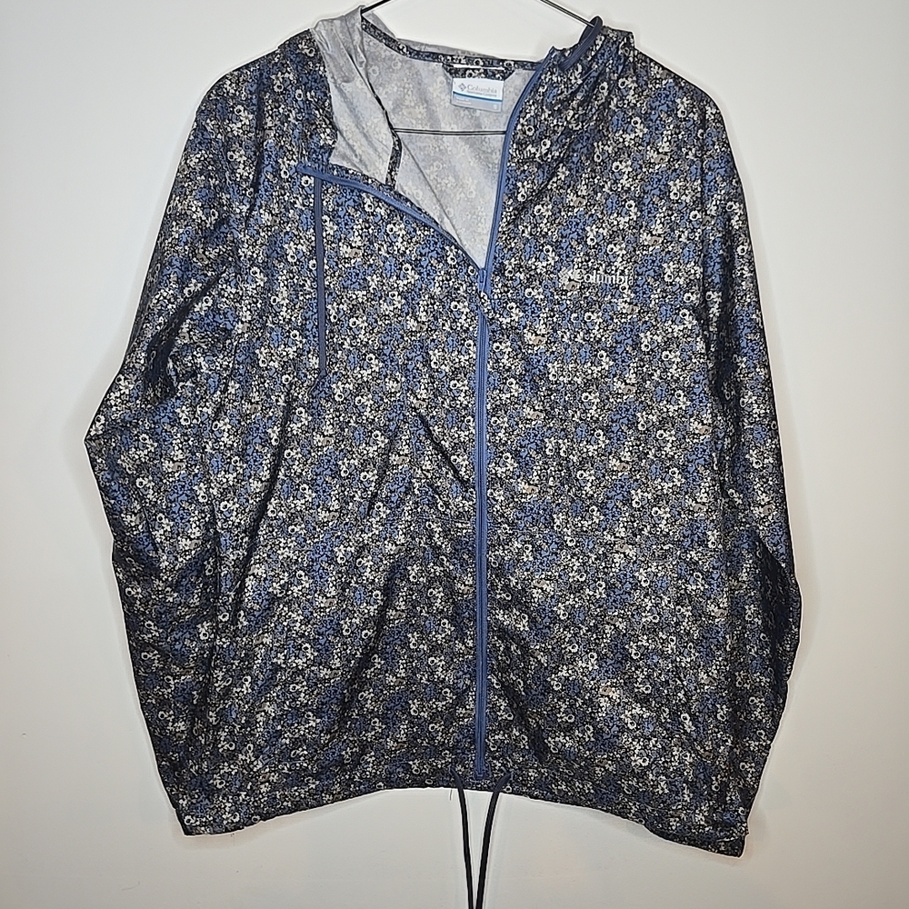 Floral Blue and White Windbreaker Jacket